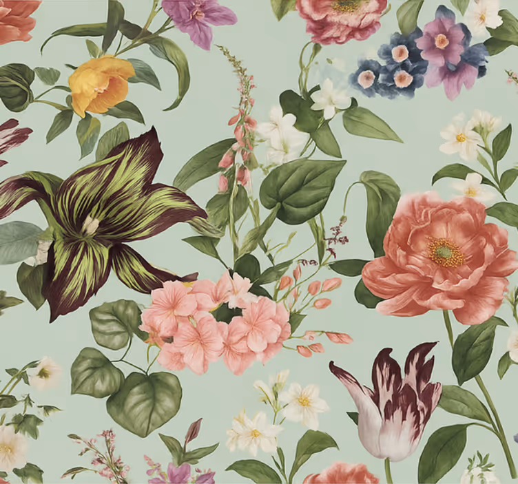 Master bedroom wallpaper colorful spring floral - TenStickers