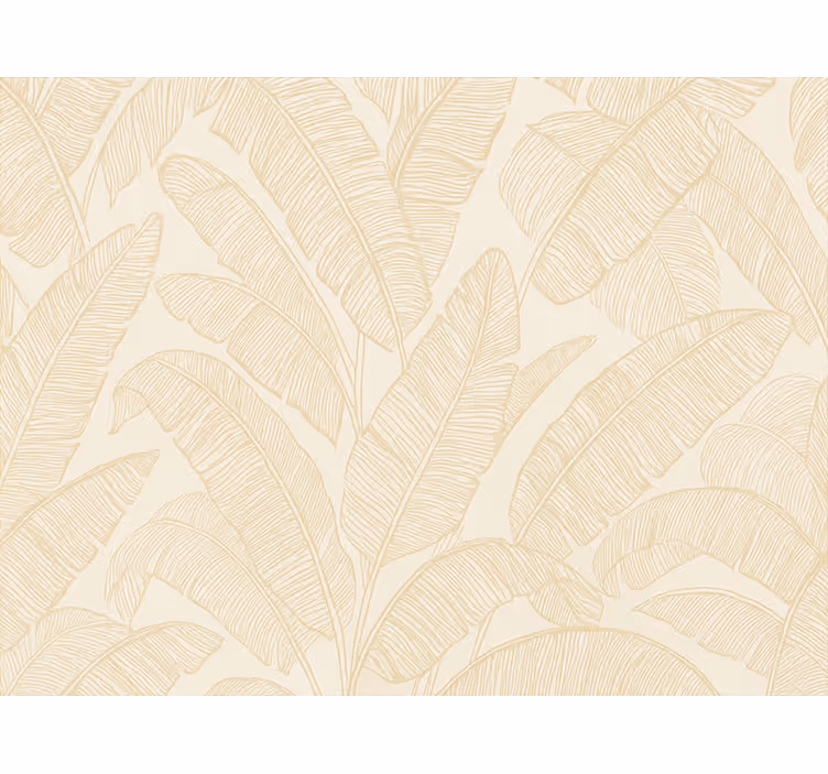 Living area wallpaper beige banana leaf pattern - TenStickers