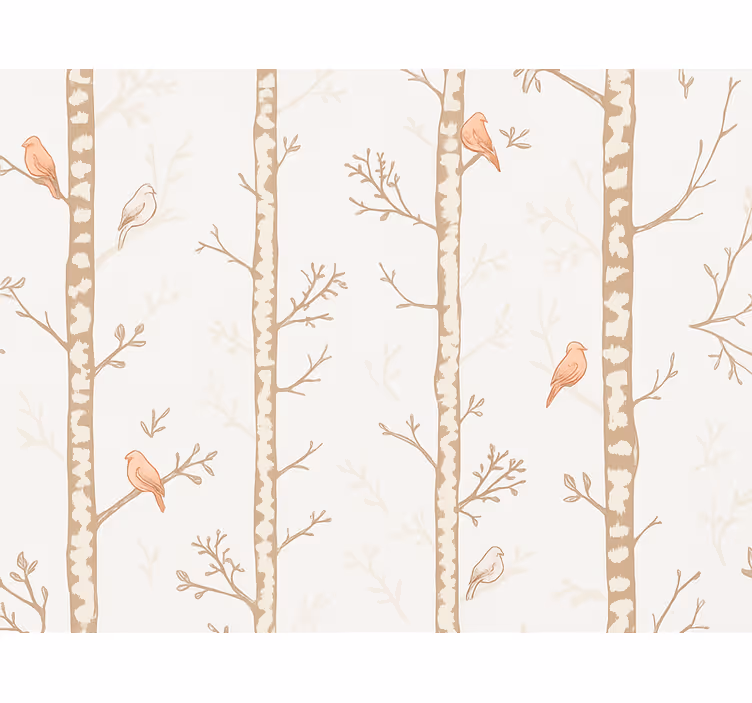 Wallpaper childrens room birds and trees design - TenStickers