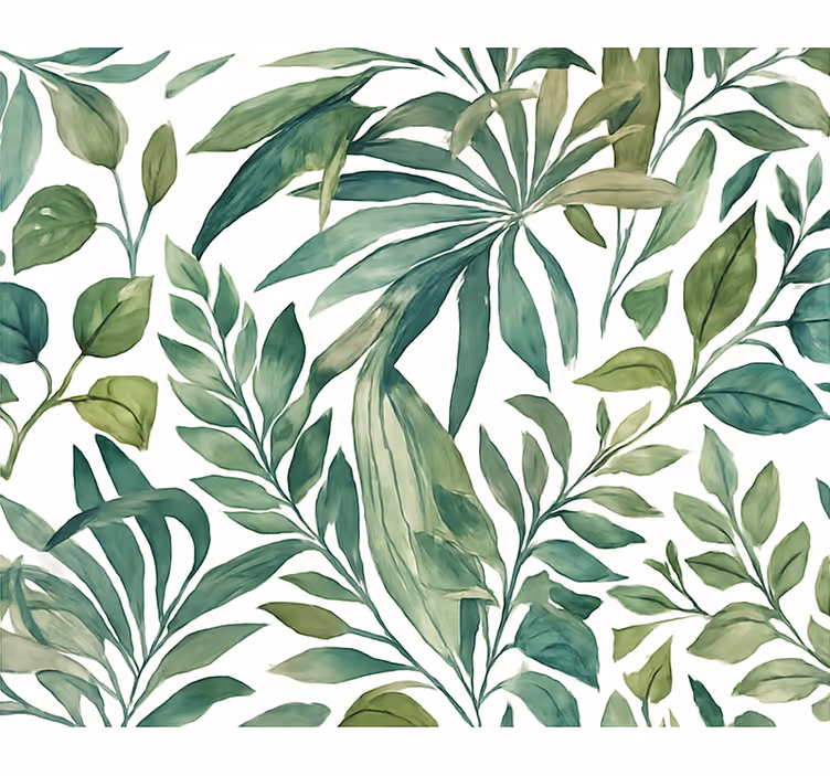 Leaves wallpaper watercolor jungle foliage - TenStickers