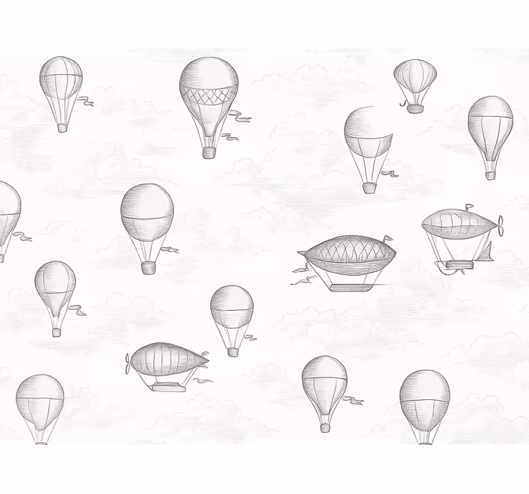 Classic wallpaper vintage skies and airships - TenStickers