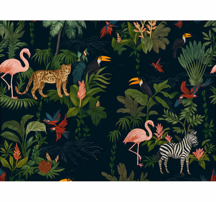 Master bedroom wallpaper in dark exotic style - TenStickers