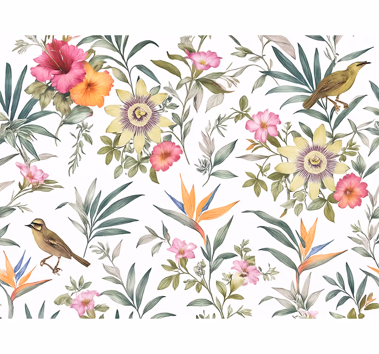 Master bedroom wallpaper in blue floral design - TenStickers