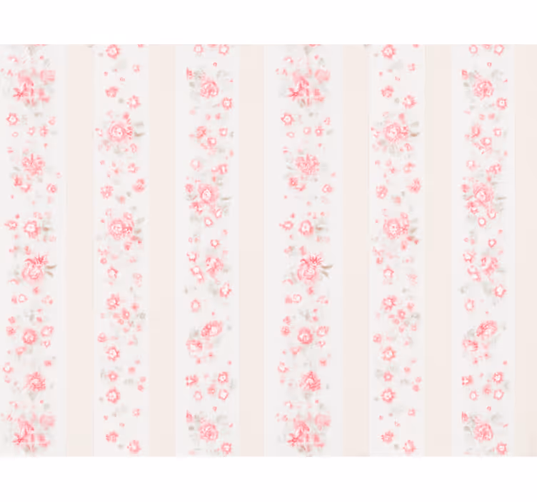 Wallpaper childrens room pink retro floral stripes - TenStickers