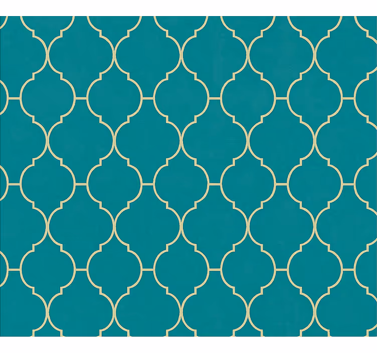 Living area wallpaper in gold and turquoise design - TenStickers