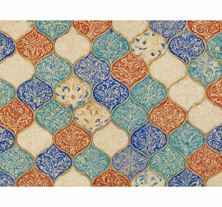 Living area wallpaper colorful moroccan design - TenStickers