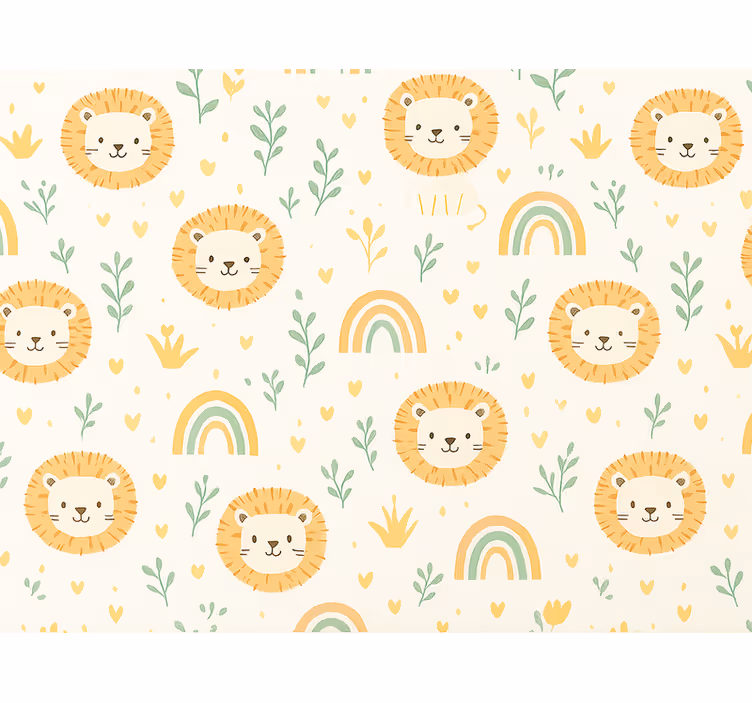 Wallpaper childrens room kids rainbow and lions design - TenStickers