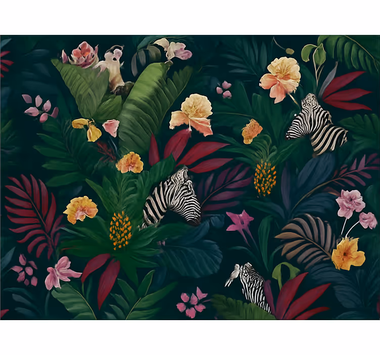 Master bedroom wallpaper colorful tropical design - TenStickers