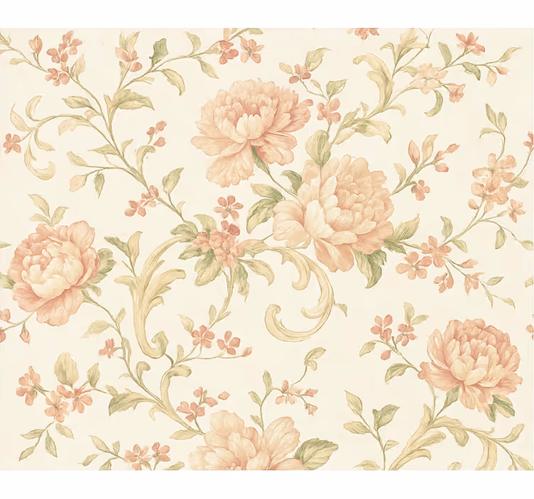 Master bedroom wallpaper light pink vintage floral - TenStickers