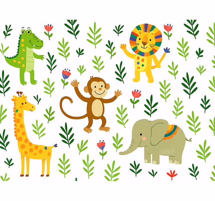 Wallpaper childrens room cute happy animals - TenStickers