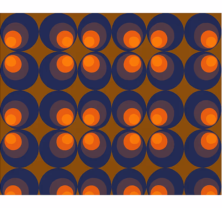 Living area wallpaper retro dark blue yellow circles - TenStickers