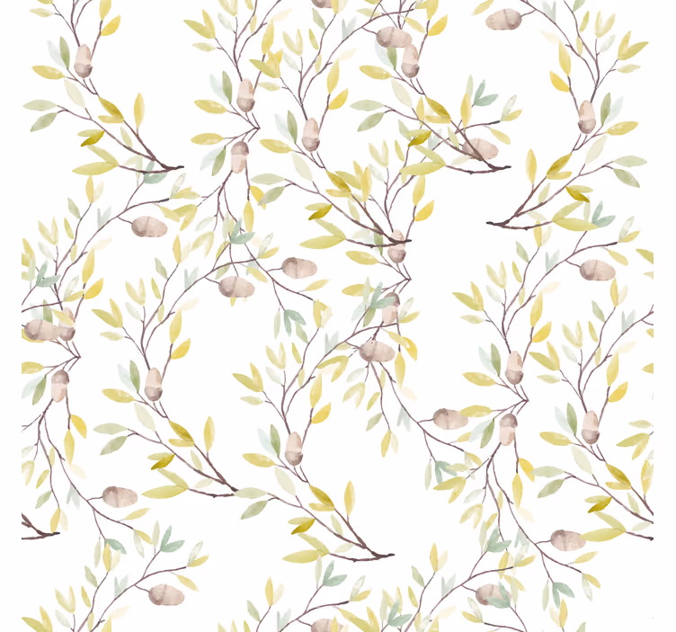 Flowers wallpaper original watercolor green leaves pattern - TenStickers