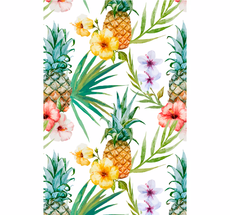 Flowers wallpaper painted pineapple - TenStickers
