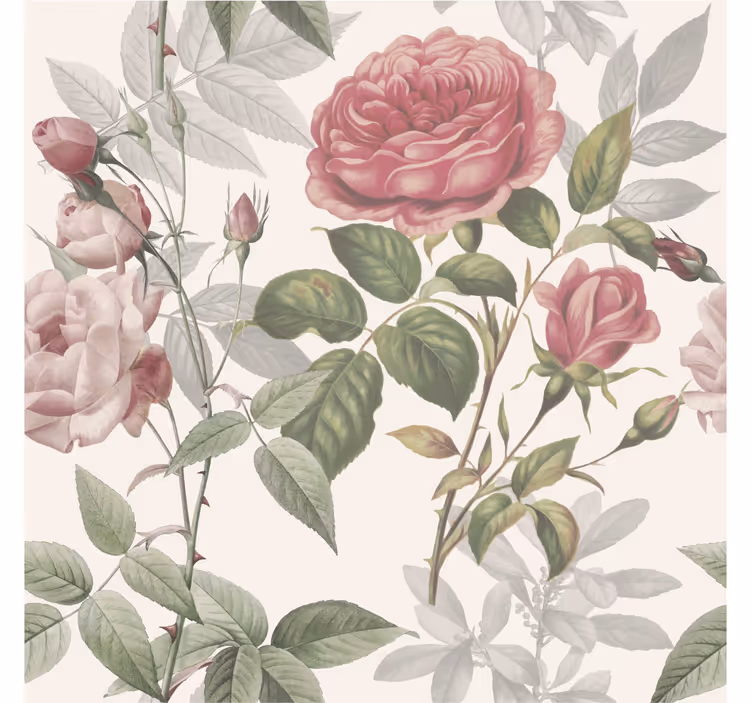 Flowers wallpaper with rose pattern - TenStickers