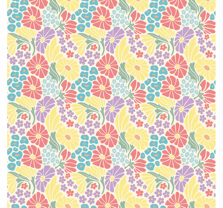 Flowers wallpaper in pastel hues - TenStickers