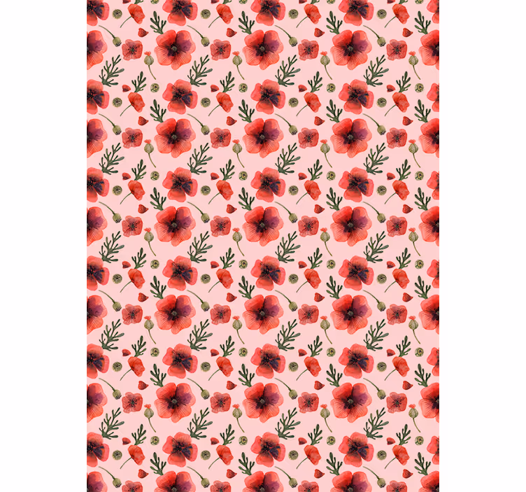 Flowers wallpaper watercolor poppies - TenStickers