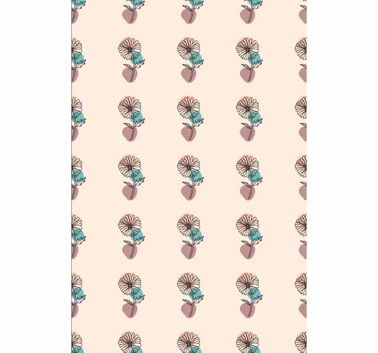 Flowers wallpaper daisy flower nature line art design - TenStickers
