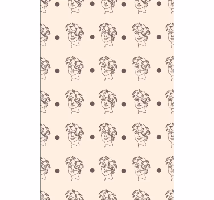 Flowers wallpaper silhouette of a cute woman floral - TenStickers