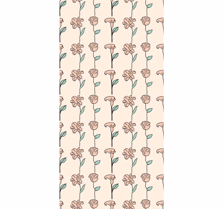 Floral wallpaper original design simple flowers - TenStickers