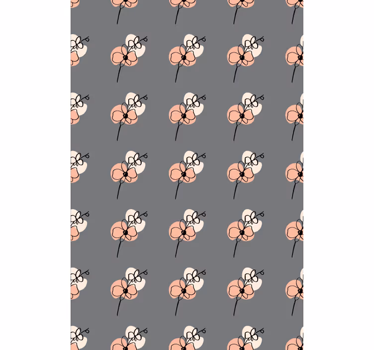 Floral wallpaper orchids abstract line art design - TenStickers
