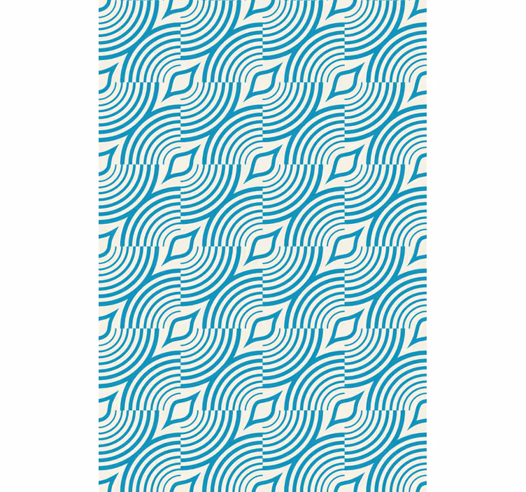 Floral wallpaper in ocean wave blue lines - TenStickers