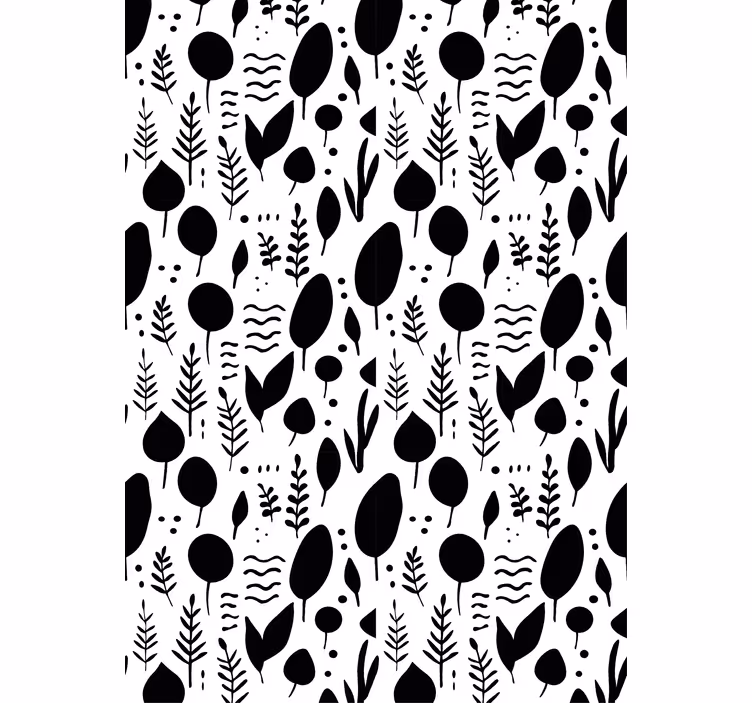 Floral wallpaper with black and white nature images - TenStickers