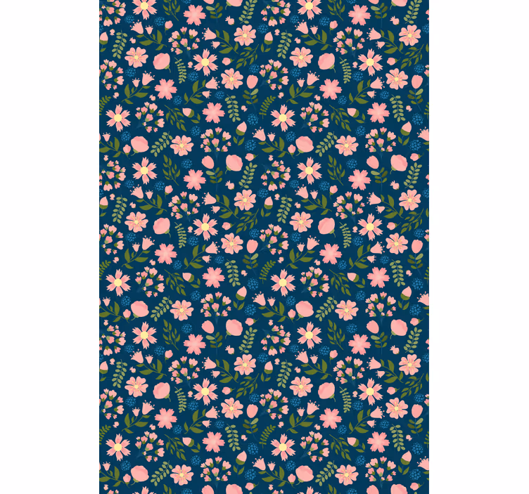 Floral wallpaper flowerprint 'floflo' blue - TenStickers