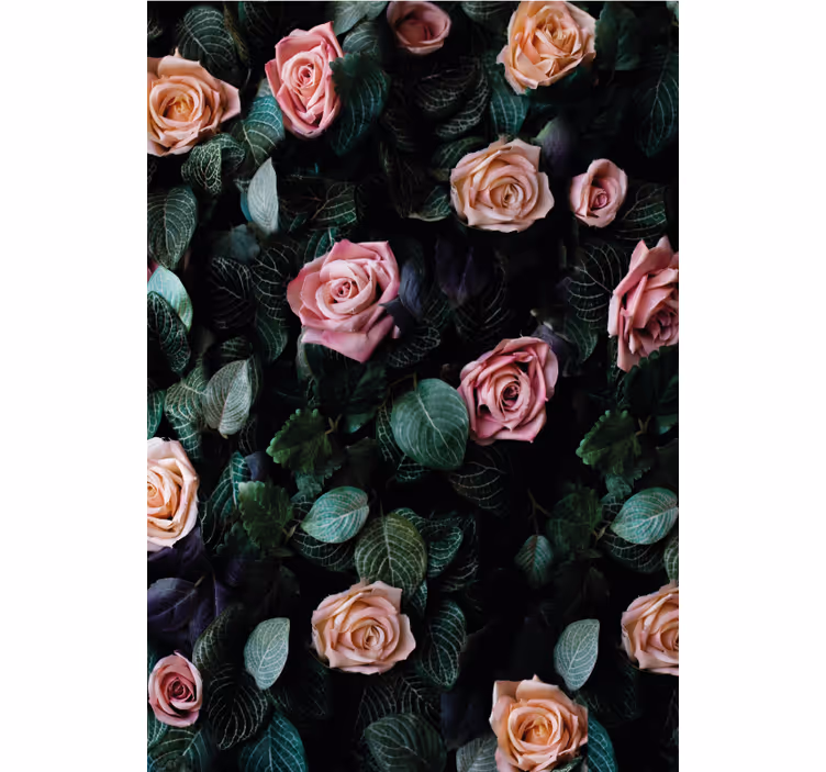Floral wallpaper with red rose flowers design - TenStickers