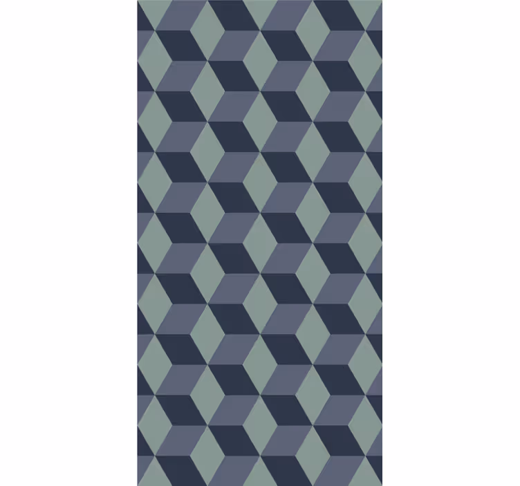 Retro cube pattern in blue shades wall paper in bedroom - TenStickers