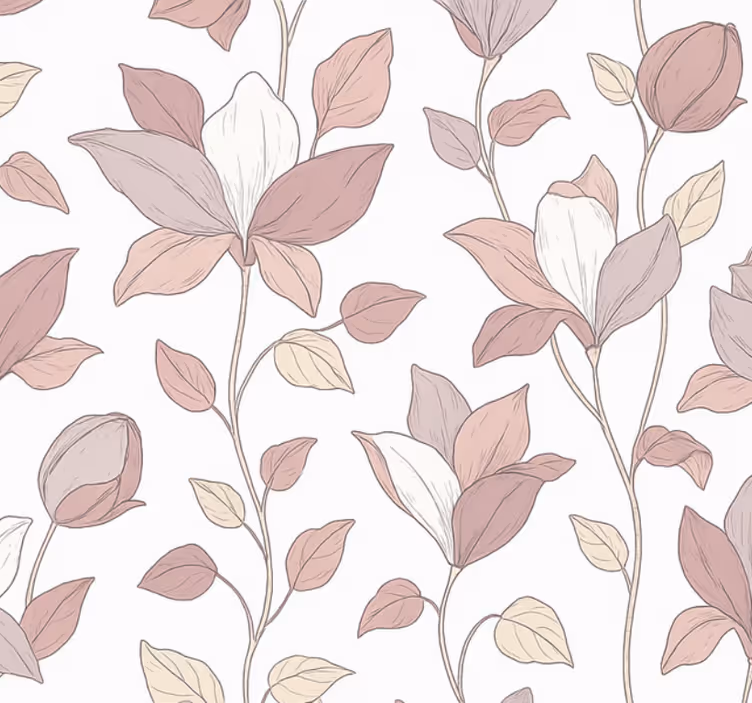 Pink floral wall paper in bedroom - TenStickers