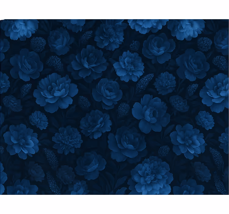 Dark blue mysterious floral motif wall paper in bedroom - TenStickers