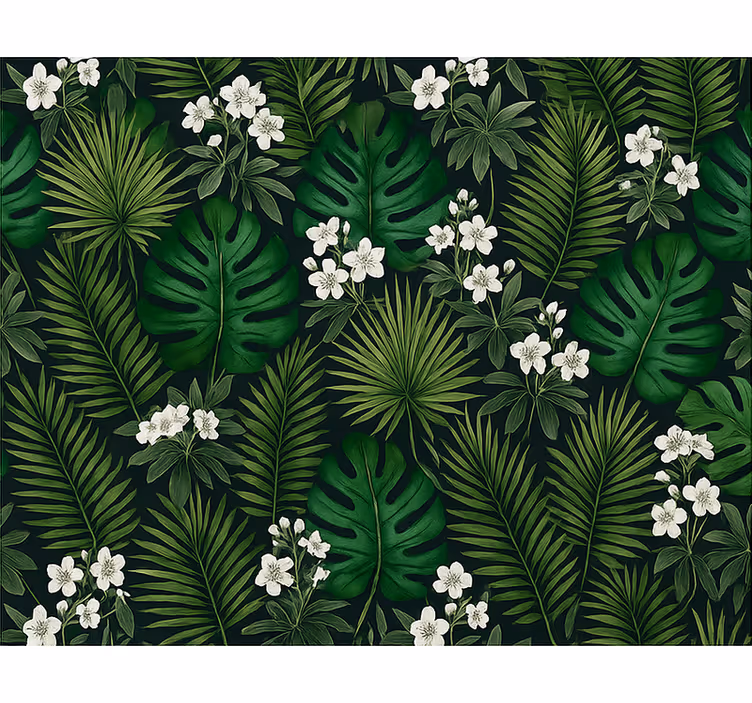 Green exotic nature wall paper in bedroom - TenStickers