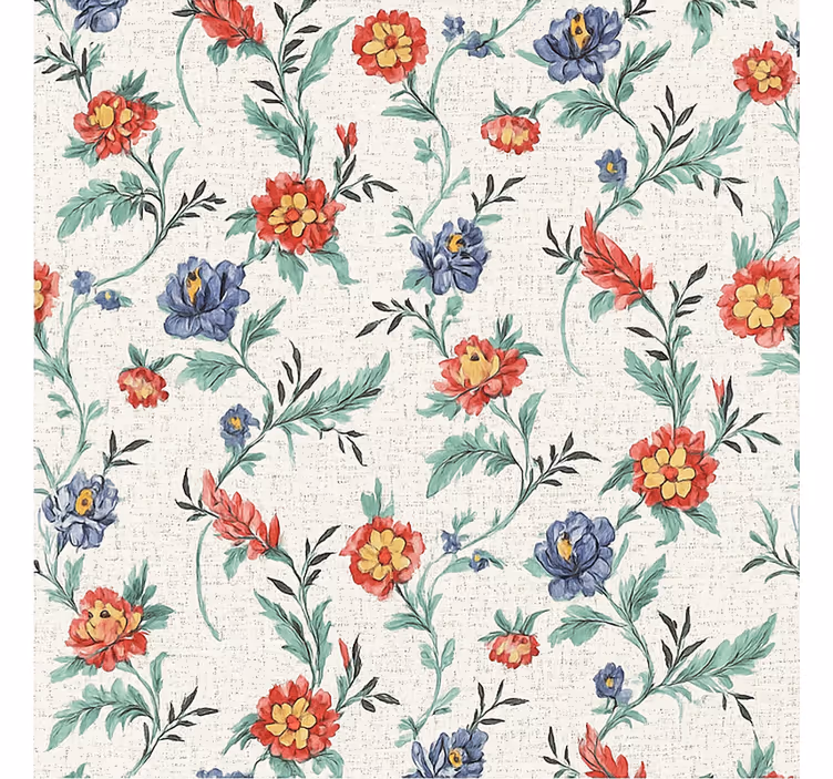 Wall paper in bedroom retro flowers design - TenStickers