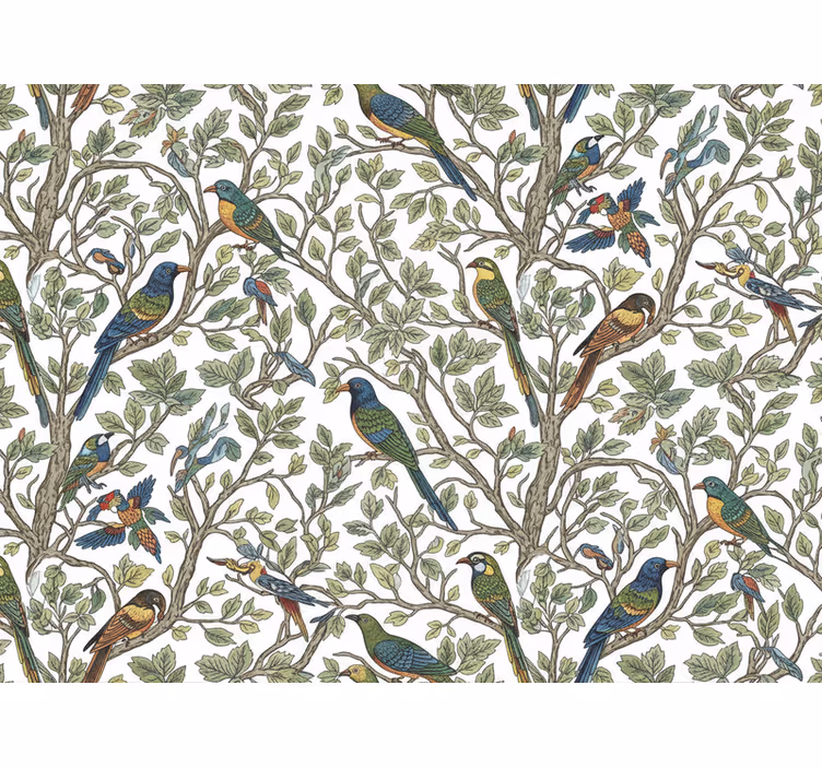 Wallpaper of a tree birds in the forest - TenStickers