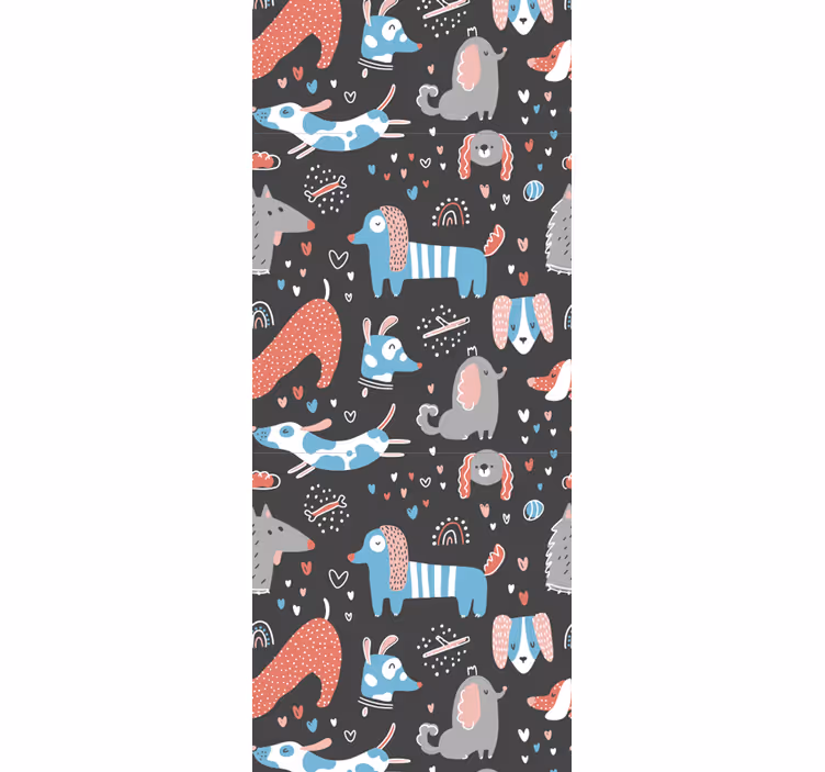 Cute dogs illustration wall paper in bedroom - TenStickers