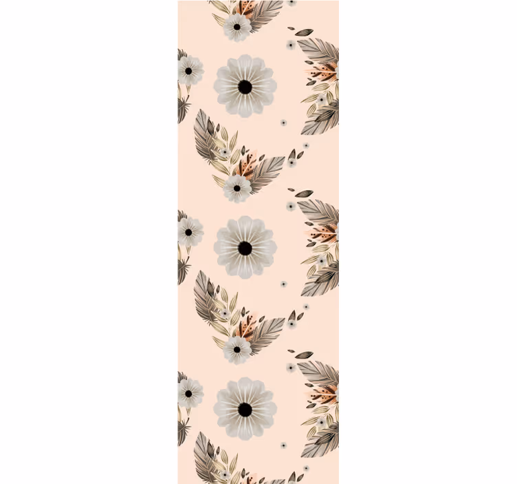 Wall paper in bedroom pink and black pastel floral pattern - TenStickers