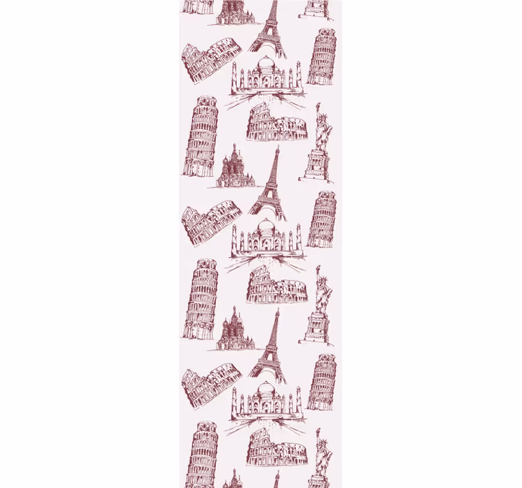 Wall paper in bedroom with famous monuments pattern - TenStickers