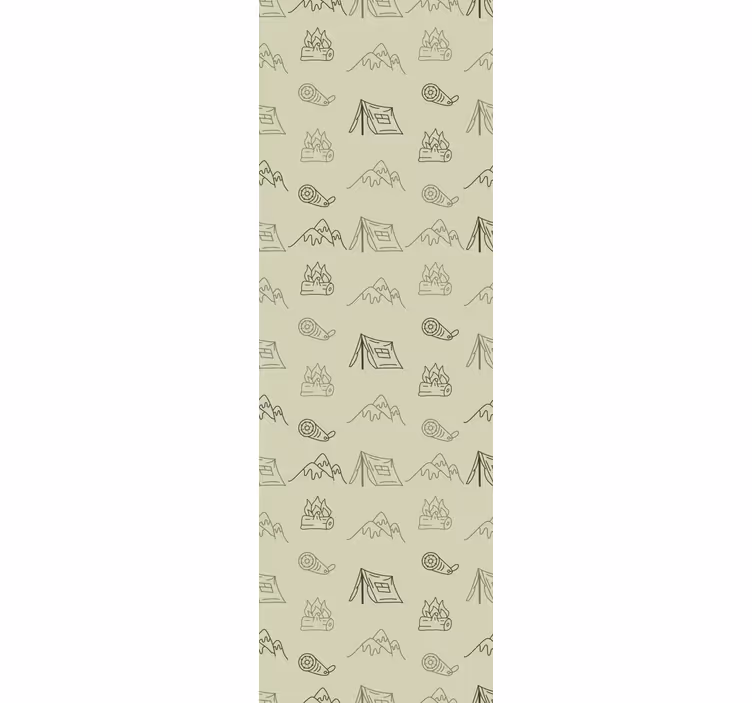 Hand drawn camping designs wall paper in bedroom - TenStickers
