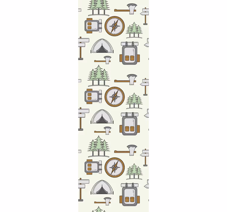 Wall paper in bedroom camping bag bowl headchet compass - TenStickers