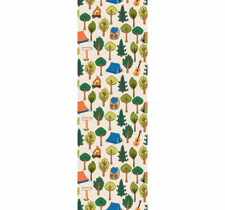 Camping gear guitars flashlight bee wall paper in bedroom - TenStickers