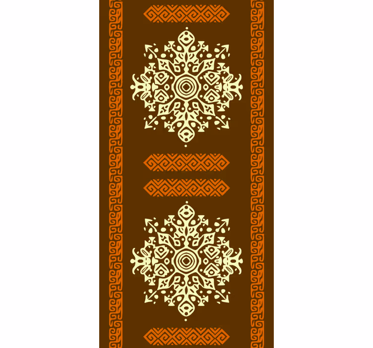 African style abstract brown and yellow wallpaper in bedroom - TenStickers