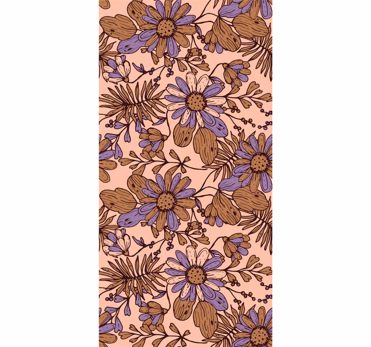 Wall paper in bedroom african style brown flower design - TenStickers