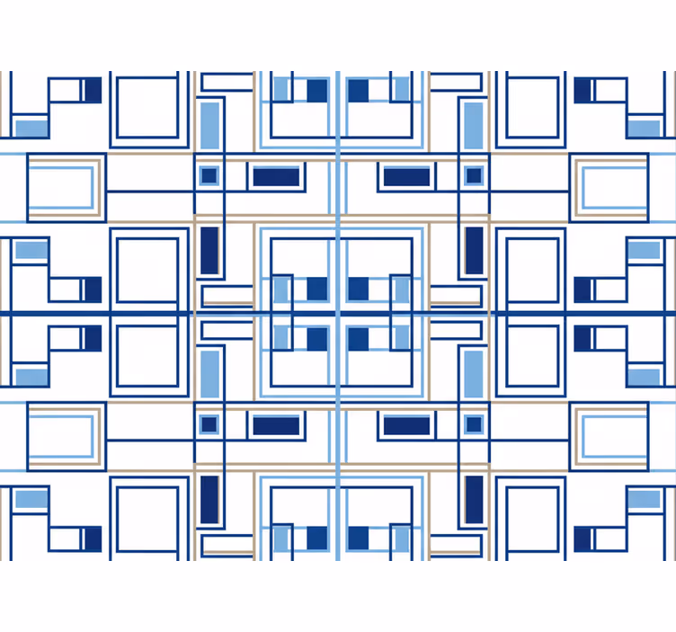 Wallpaper squares geometric blue shapes - TenStickers