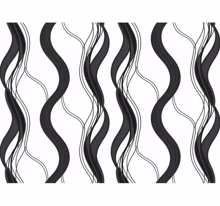 Master bedroom wallpaper wavy black pattern - TenStickers