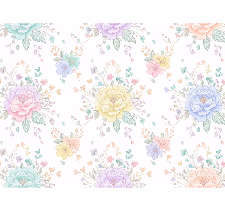 Wallpaper lilac pastel floral nursery design - TenStickers