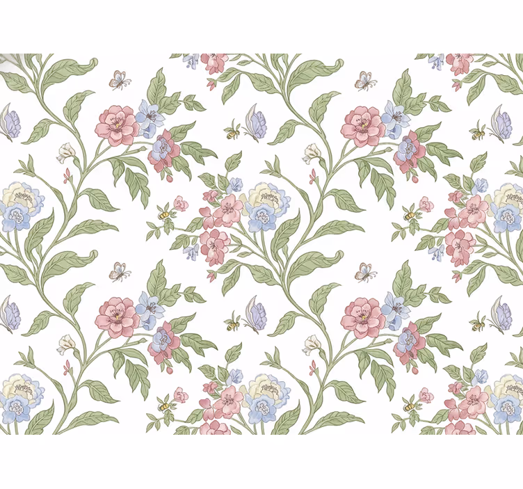 Flowers wallpaper light country house décor - TenStickers