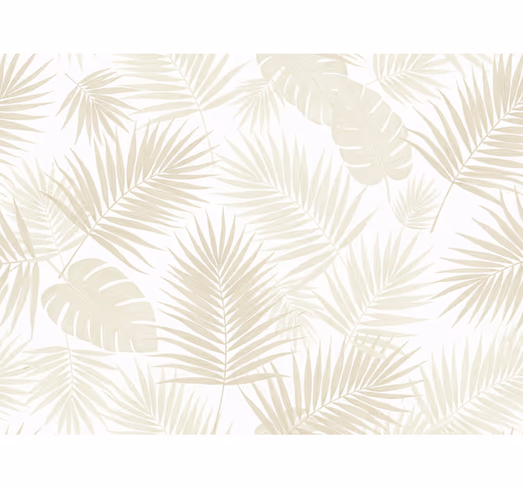 Flowers wallpaper with cream palm leaves - TenStickers
