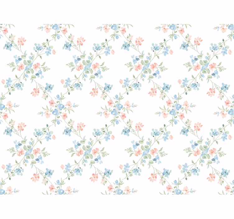 Flowers wallpaper small pale watercolor blooms - TenStickers