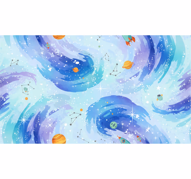 Wallpaper childrens room galaxy style light blue - TenStickers