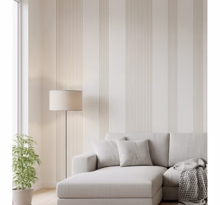 Wallpaper vertically striped minimalist cream wrap - TenStickers